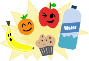 Graphic of Fruit, Vegetables and Water